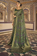 Load image into Gallery viewer, Bewitching Chinon Fabric Bandhani Printed Saree In Green Color
